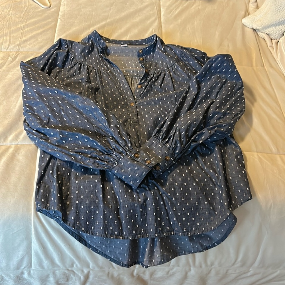 3/4 button down blouse